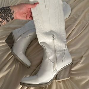 Nasty Gal white cowboy boots